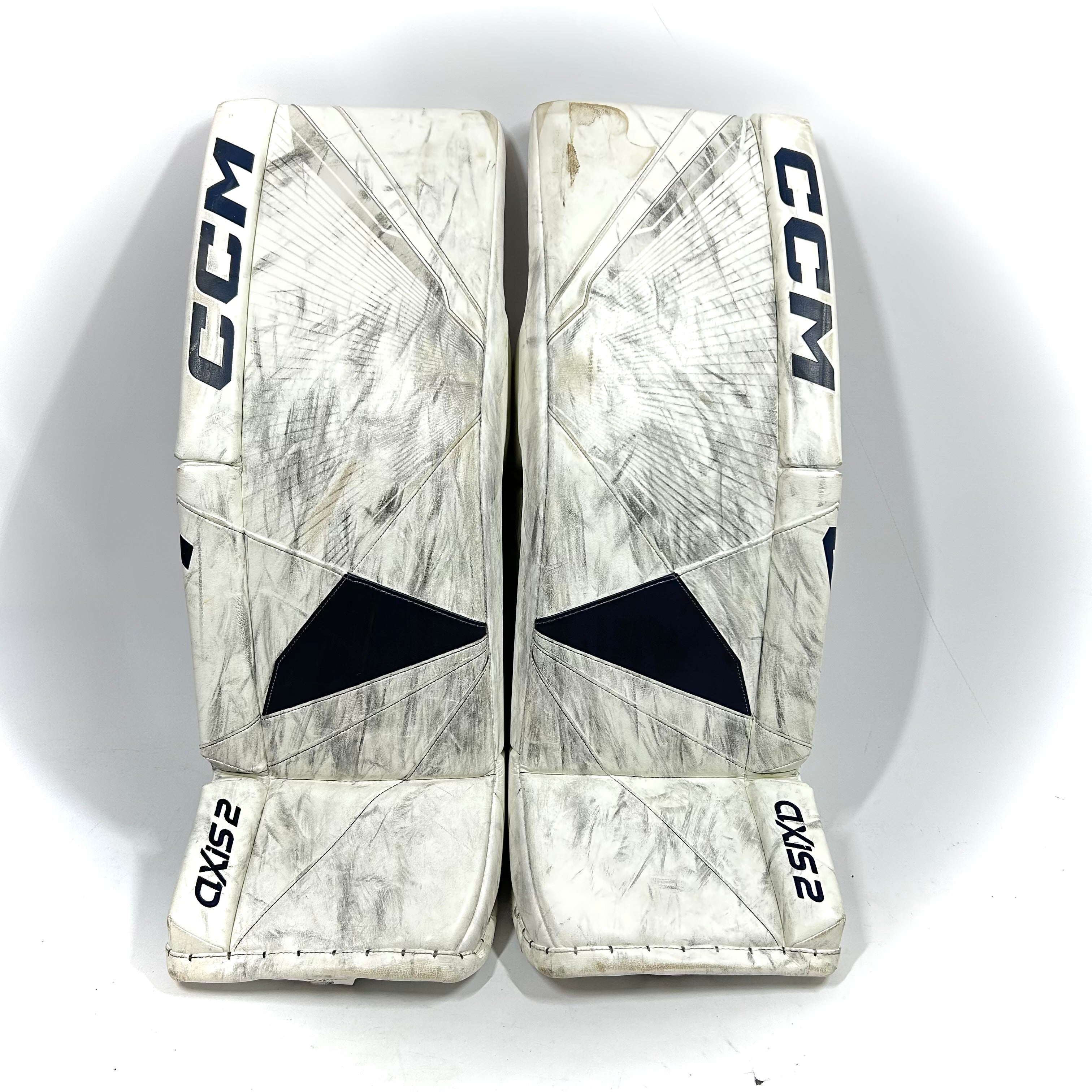 CCM Axis 2 - Ensemble complet de gardien de but senior AHL Pro Stock d'occasion (blanc/bleu marine)
